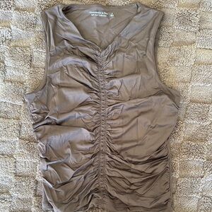 Abercrombie & Fitch Women's Ruched Tan Top